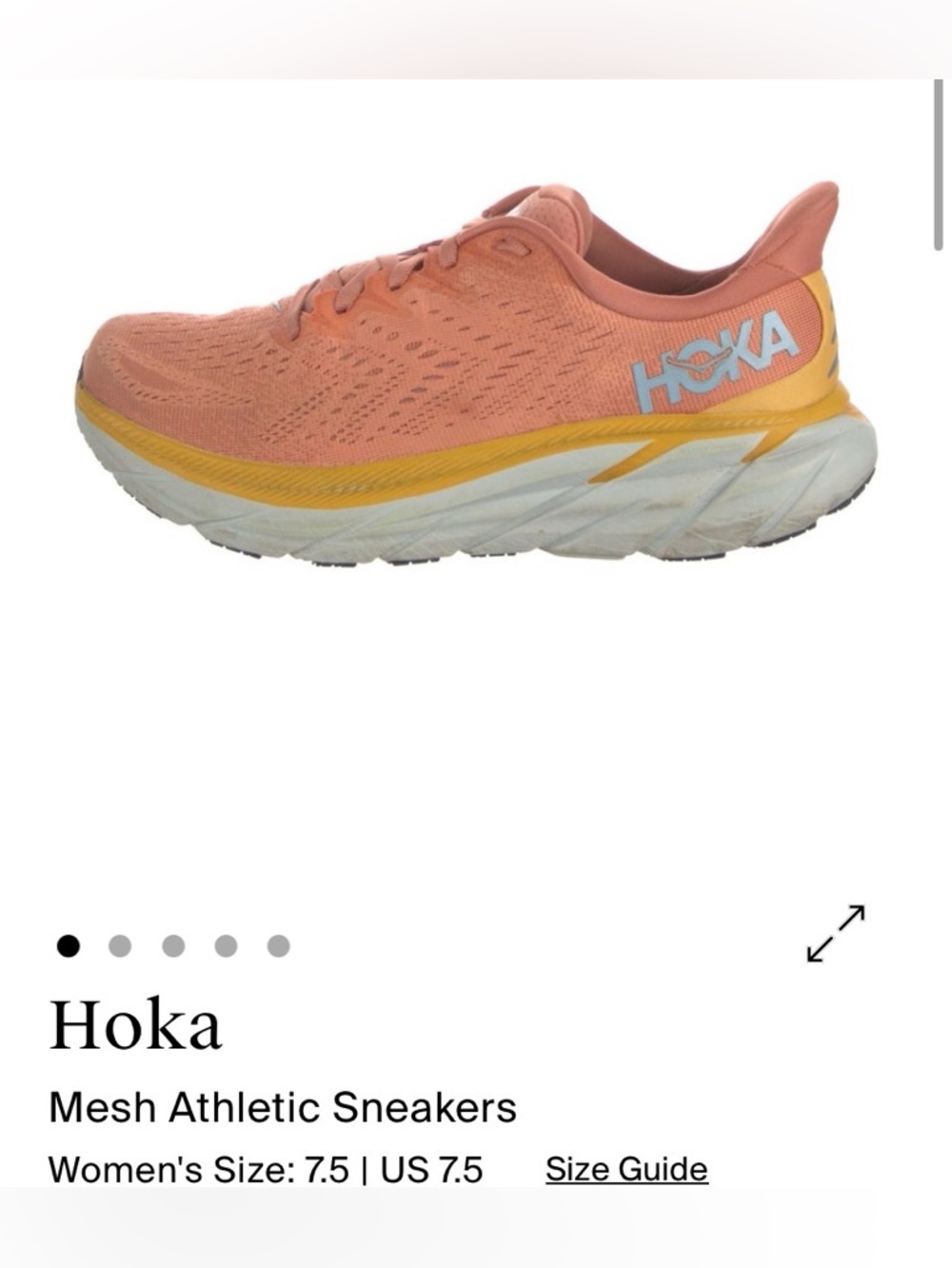 Hoka Women's Coral and Yellow Mesh Running Shoe